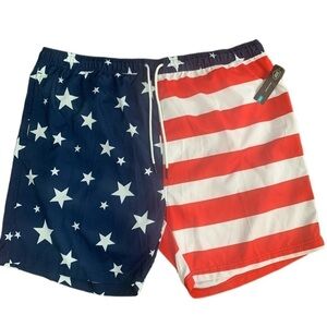 BJ’s Men’s Americana Swim Shorts Size XXL Red White & Blue SPF 30+ 3 Pockets NEW